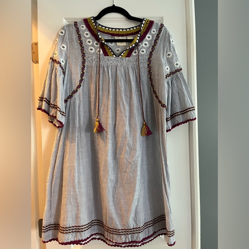Anthropologie Mauve Embroidered Dress
